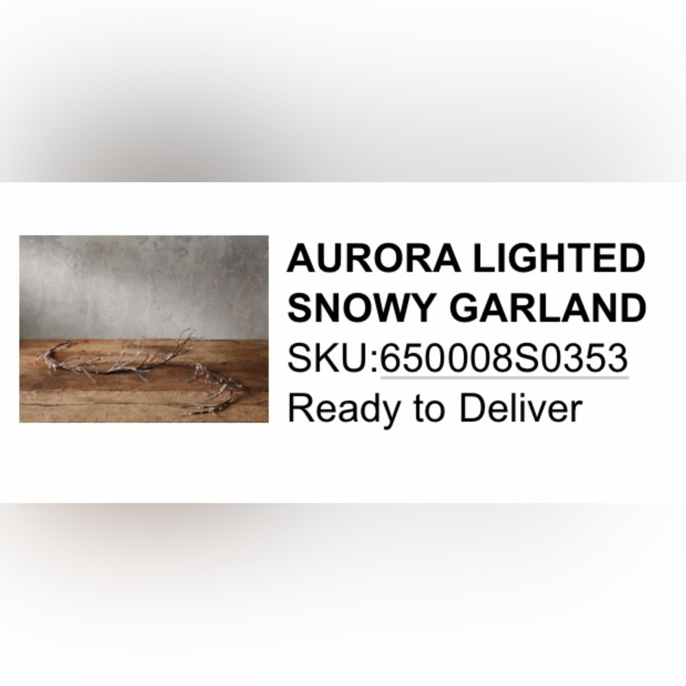 Arhaus 6ft Aurora Lighted Snowy Garland